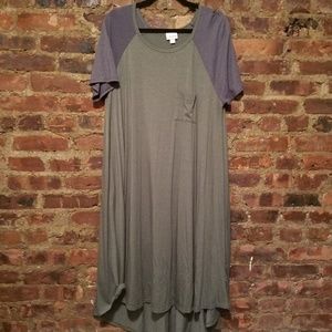 LuLaRoe olive green and gray Carly dress - XL